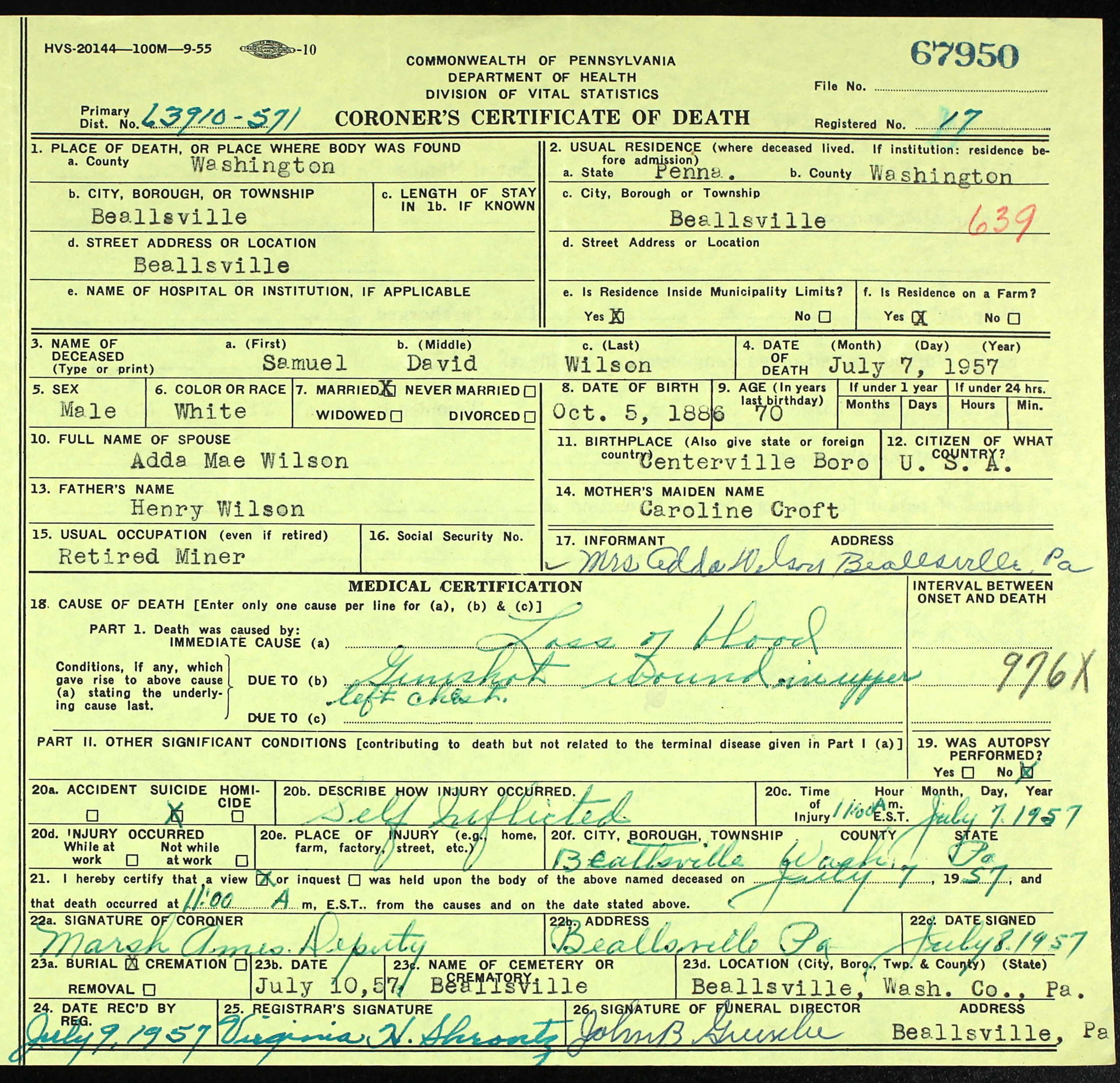 death certificate